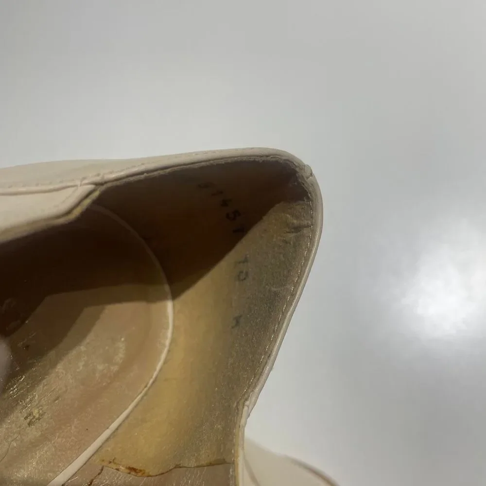 Stuart Weitzman Ivory Leather Manoman Oxford. lace Up Heeled Shoes Loafers